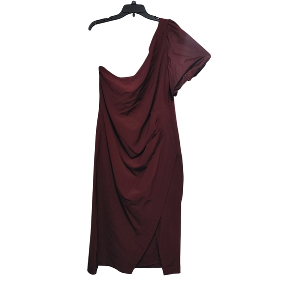 Ralph Lauren Dresses & Skirts - Ralph Lauren Burgundy One Shoulder Crepe Draped Cocktail Dress Women Size 16 NWT